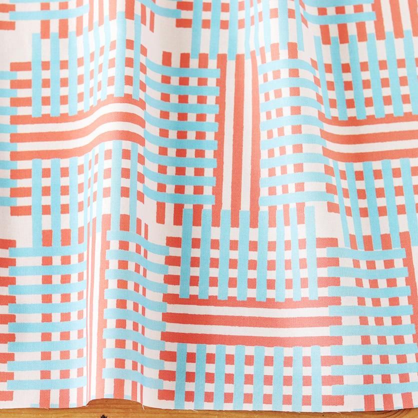 メランジチェック（グレイッシュブルー×ウォームオレンジ） チェック柄