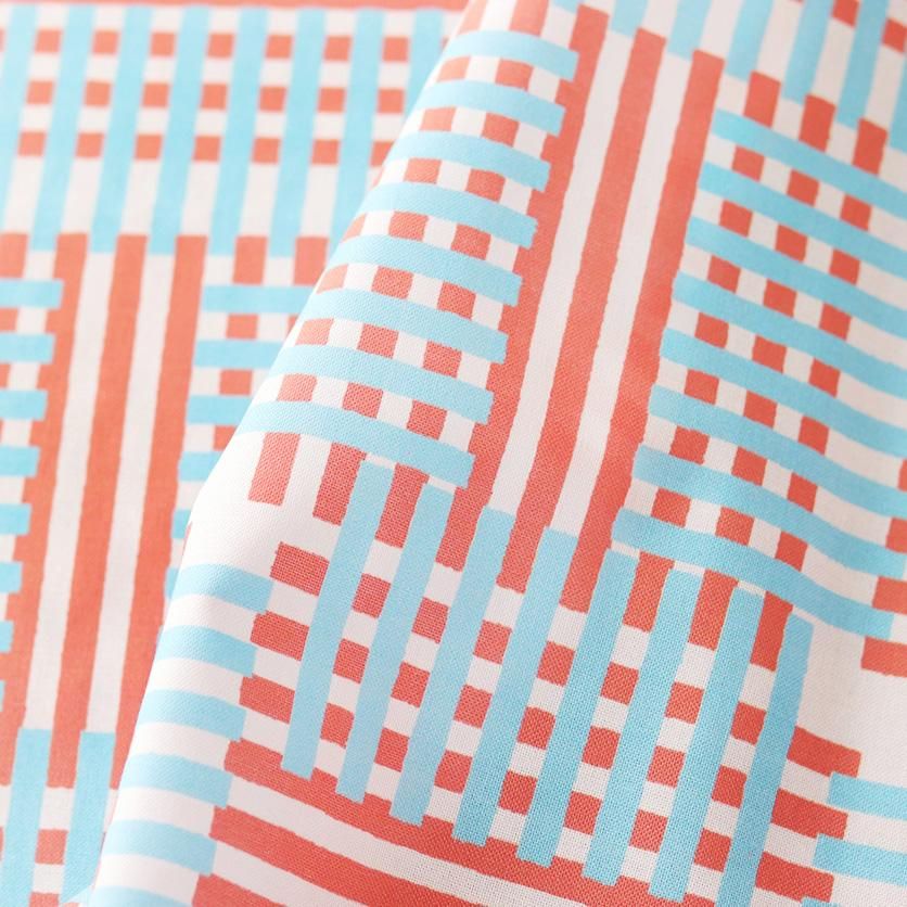 メランジチェック（グレイッシュブルー×ウォームオレンジ） チェック柄