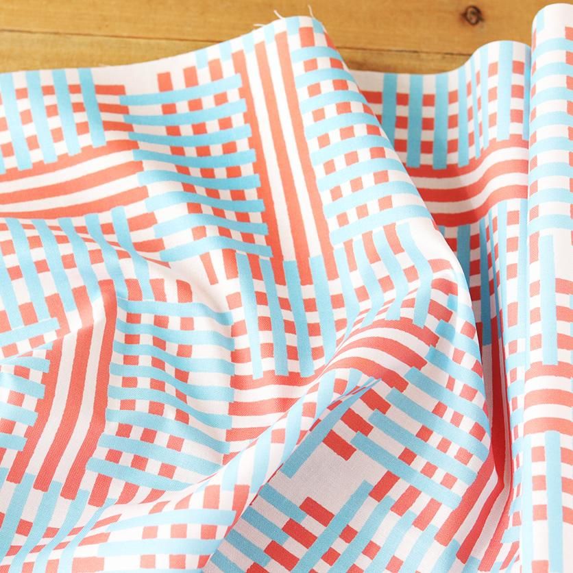 メランジチェック（グレイッシュブルー×ウォームオレンジ） チェック柄