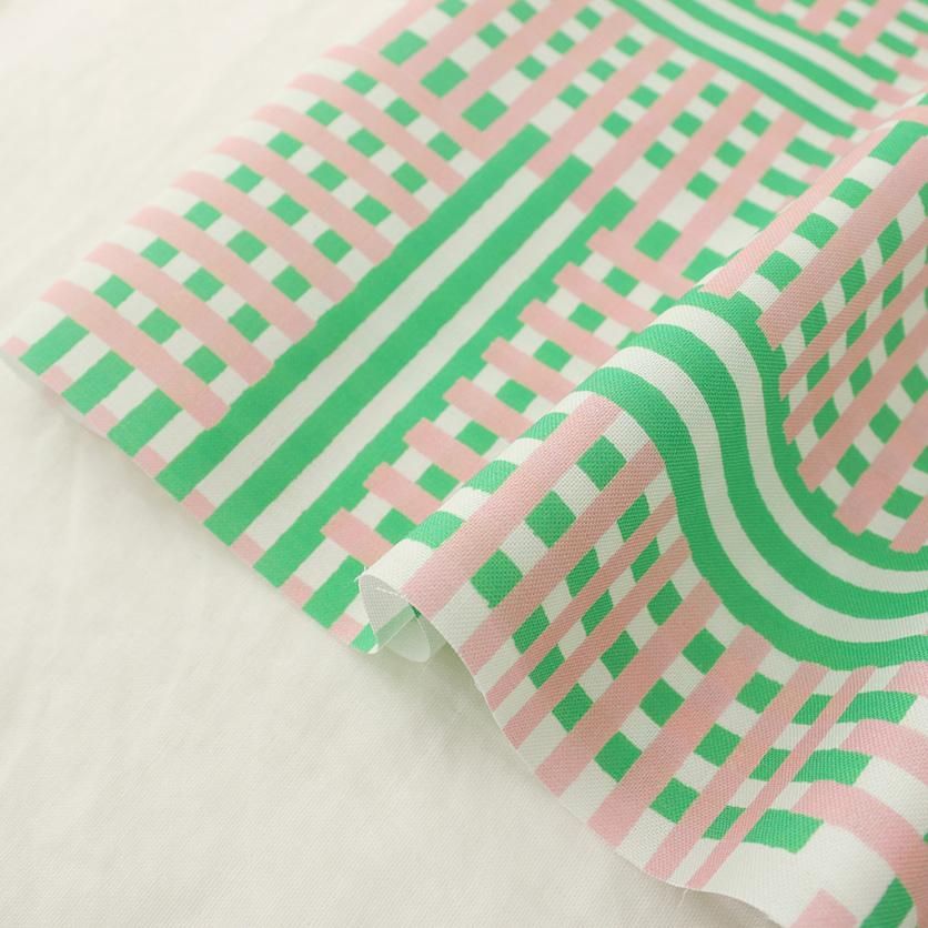 メランジチェック（レトロピンク×グリーン） チェック柄 布