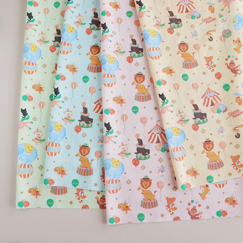 Circus parade（ブルー）動物柄 布・生地の通販サイト：nunocoto fabric