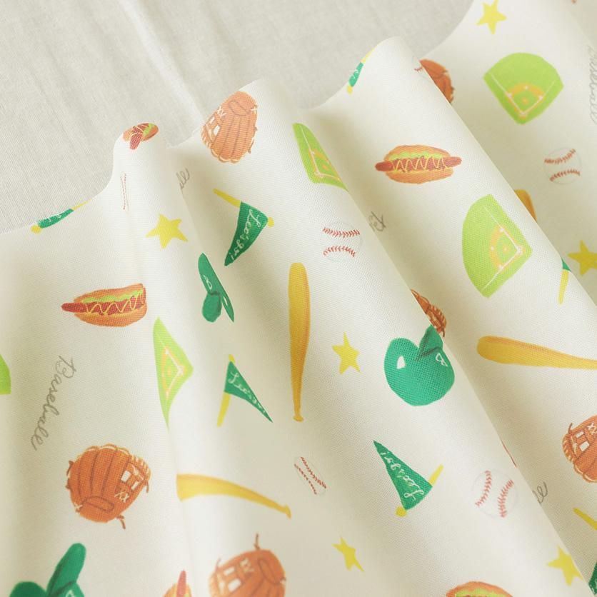 Enjoy baseball!!（ブルー）野球柄- 布・生地の通販サイト：nunocoto