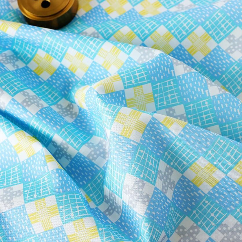 いろんな畑（ブルー×ターコイズ）野菜柄- 布・生地の通販サイト