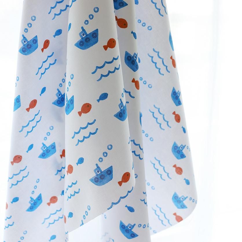ふねとおさかな 魚柄- 布・生地の通販サイト：nunocoto fabric