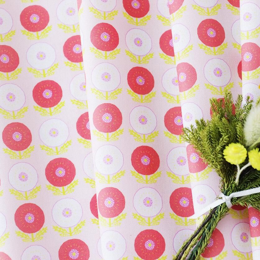 たんぽぽ（イエロー×ライトグレー）花柄- 布・生地の通販サイト