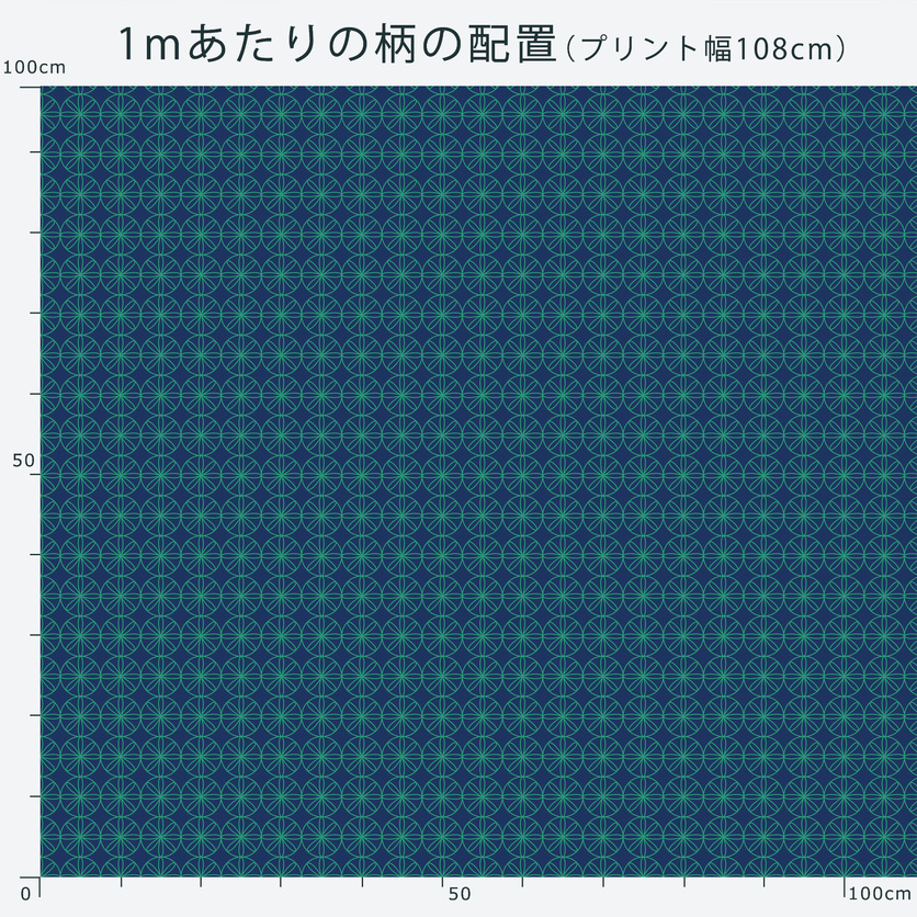 手毬 （ネイビー×グリーン）花柄- 布・生地の通販サイト：nunocoto fabric