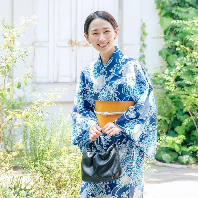 紺地 椿 浴衣 反物 綿反物】浴衣 紺地 椿と鼓 2040-18010-m1.jpg