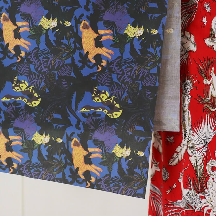 生地見本☆動植物柄など ジャングル（night）動物柄- 布・生地の通販サイト：nunocoto fabric
