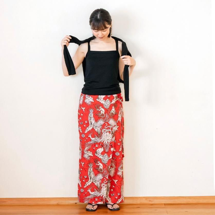 【ハンドメイド】ラップパンツ 開くと一枚布のような作りの ラップラップパンツ サラッと