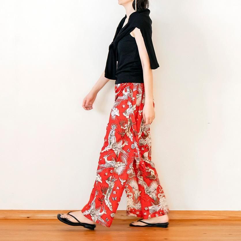 【ハンドメイド】ラップパンツ 開くと一枚布のような作りの ラップラップパンツ サラッと