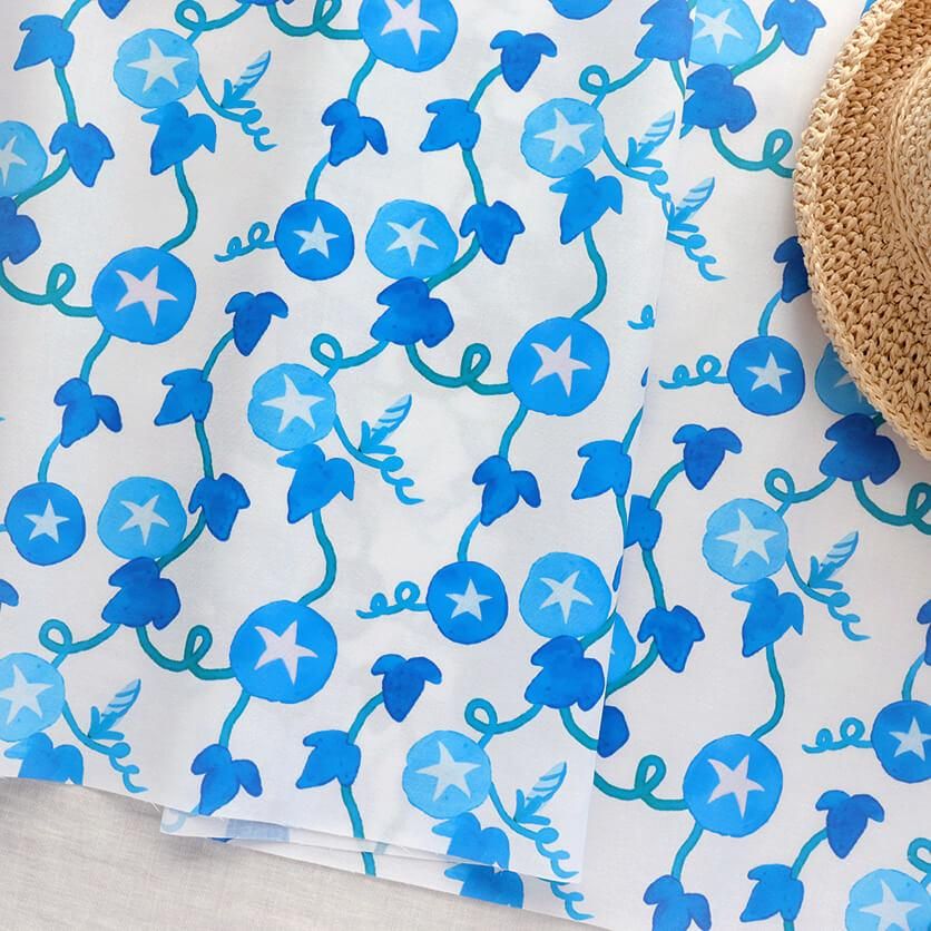 あさがおページ あさがお（ブルー）花柄- 布・生地の通販サイト：nunocoto fabric