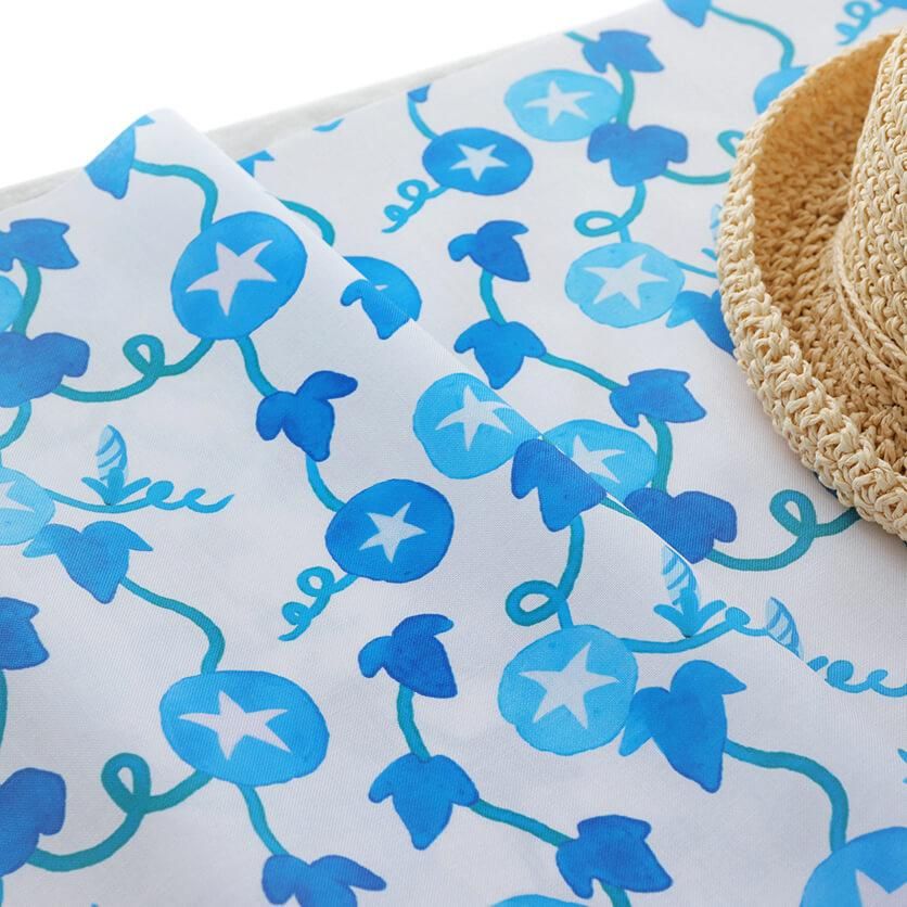 アサガオマーケット あさがお（ブルー）花柄- 布・生地の通販サイト：nunocoto fabric