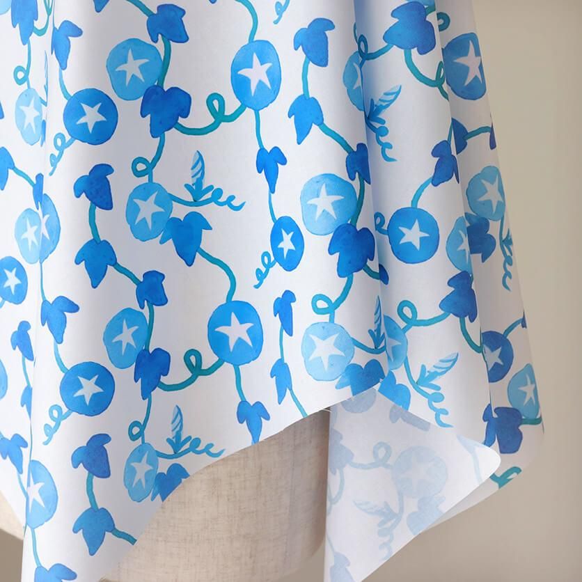 アサガオマーケット あさがお（ブルー）花柄- 布・生地の通販サイト：nunocoto fabric
