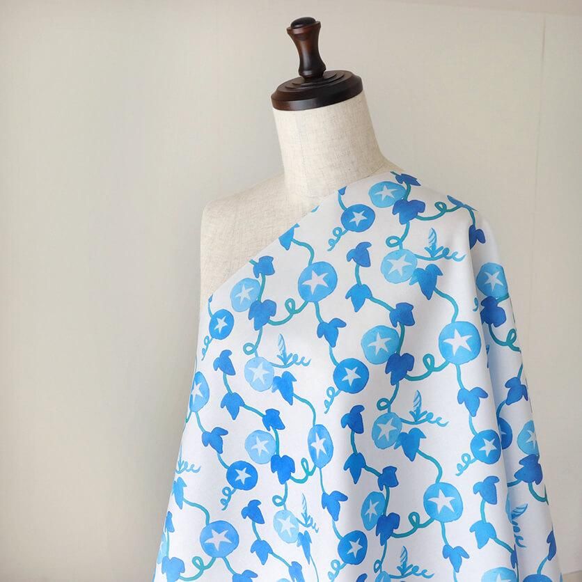 あさがお（ブルー）花柄- 布・生地の通販サイト：nunocoto fabric