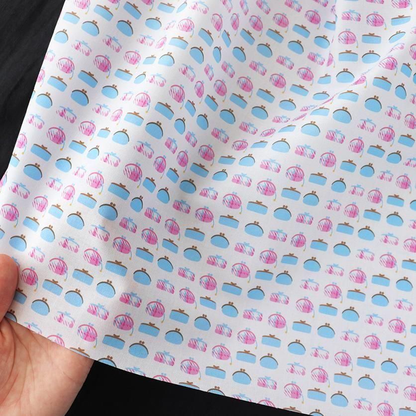 がまぐち（ライトブルー）チェック柄- 布・生地の通販サイト