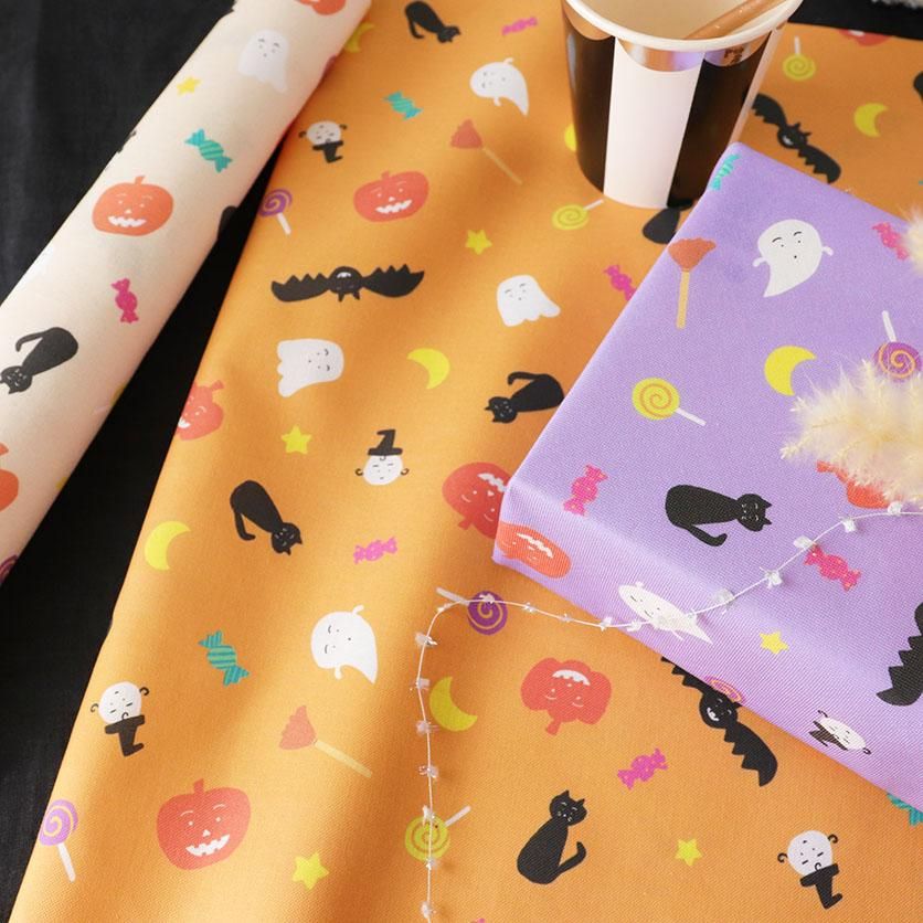 期間限定　オーダー用　ハロウィン生地 HALLOWEEN（ベージュ）ハロウィン柄- 布・生地の通販サイト