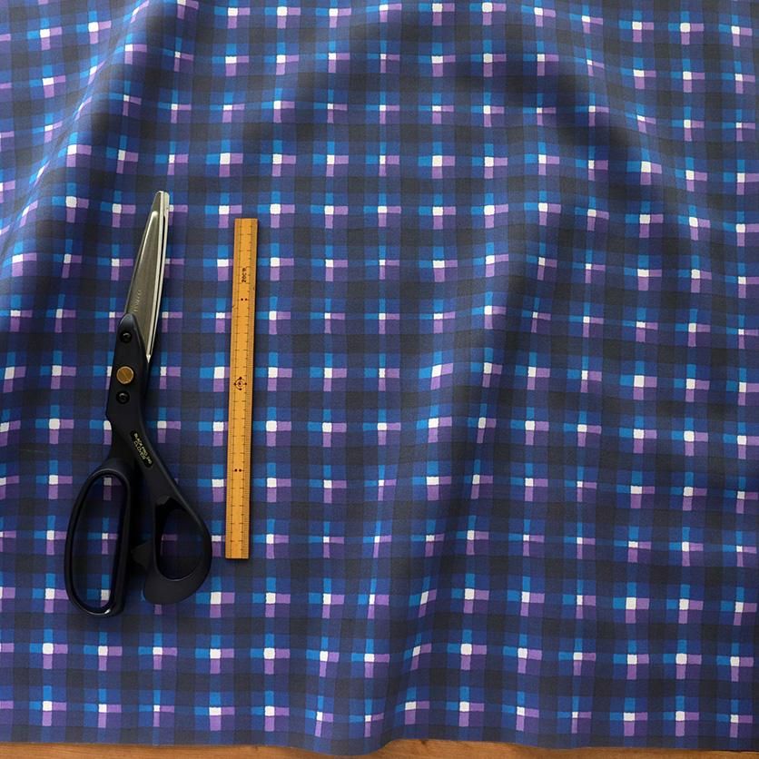 Wave check（ブルー）チェック柄- 布・生地の通販サイト