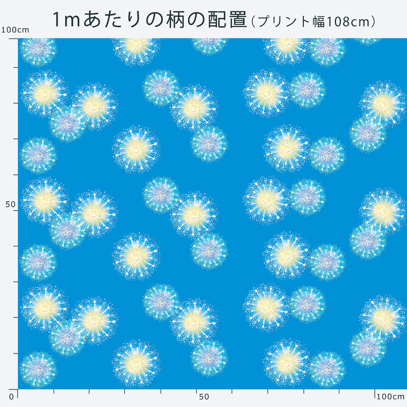 スパークルフラワー（ブルー）和柄- 布・生地の通販サイト：nunocoto