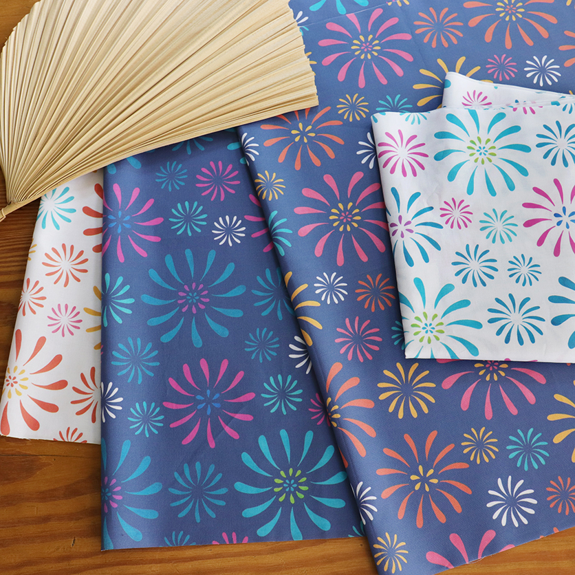 花火（紺青×ピンク/ブルー）和柄- 布・生地の通販サイト：nunocoto fabric
