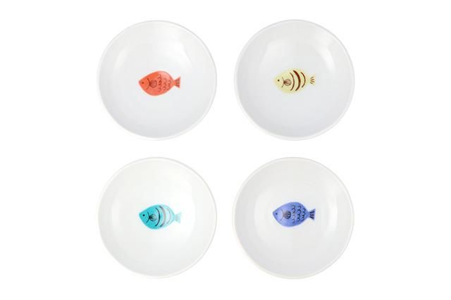 サカナ豆皿 4pcsセット | 鮮やかな色あいで描かれた豆皿セット