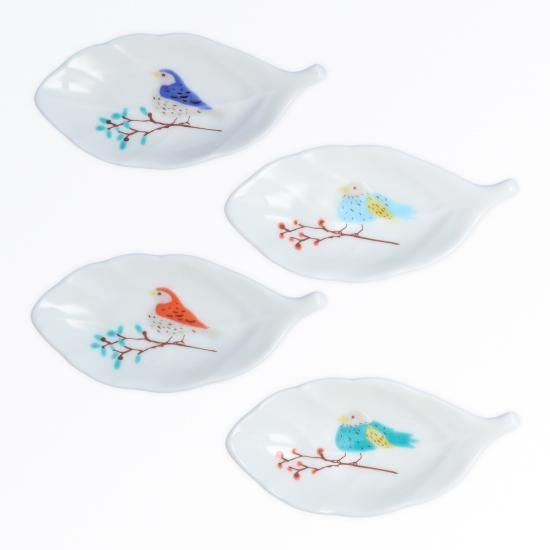 鳥と木葉 4pcsセット おしゃれでかわいい贈り物を。ハレクタニ