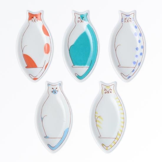 ネコ はしおき豆皿 5pcsセット おしゃれでかわいい贈り物を