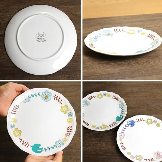  ☆花と鳥のデザイン皿2枚セット 鳥と花のデザイン 陶器皿 2枚セット - メルカリ
