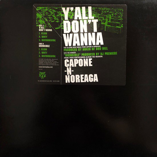 CAPONE-N-NOREAGA / Y'ALL DON'T WANNA / INVINCIBLE (US ORIGINAL PROMO ONLY )