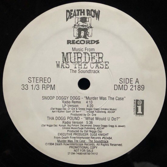 VARIOUS / MUSIC FROM MURDER WAS THE CASE (THE SOUNDTRACK) (PROMO)