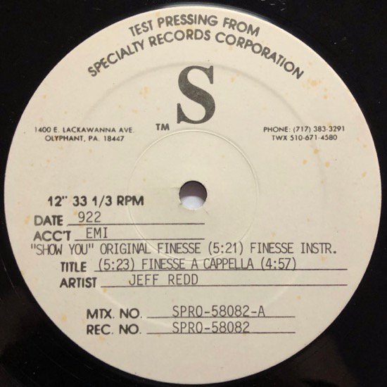 JEFF REDD / SHOW YOU (Lord Finesse Remix ) (TEST PRESSING)