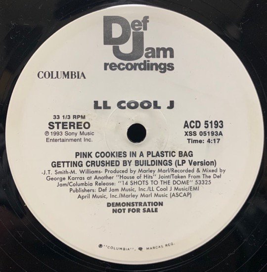 LL COOL J / PINK COOKIES IN A PLASTIC BAG GETTING CRUSHED BY BUILDINGS b/w FUNKADELIC RELIC (PROMO)