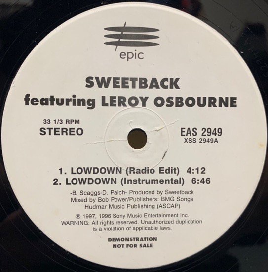 SWEETBACK FEATURING LEROY OSBOURNE / LOWDOWN (US PROMO ONLY)