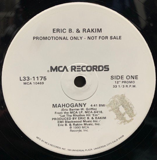 ERIC B. & RAKIM / MAHOGANY (1990 US PROMO ONLY)