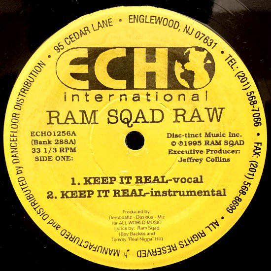 RAM SQAD RAW / KEEP IT REAL b/w WHEN & WHERE (1995 US ORIGINAL )