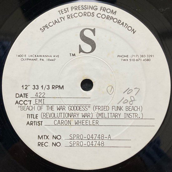 CARON WHEELER / BEACH OF THE WAR GODDESS (1993 US ORIGINAL TEST PRESSING)