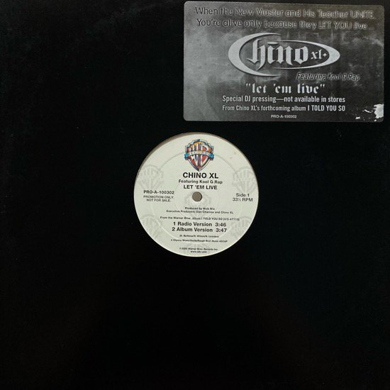 CHINO XL FEATURING KOOL G RAP / LET 'EM LIVE (2000 US PROMO ONLY)