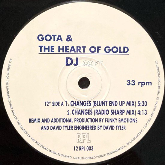 GOTA & THE HEART OF GOLD / CHANGES (1993 UK PROMO ONLY RARE PRESS)
