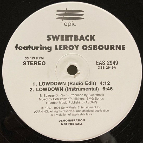 SWEETBACK FEATURING LEROY OSBOURNE / LOWDOWN (1997 US PROMO ONLY)