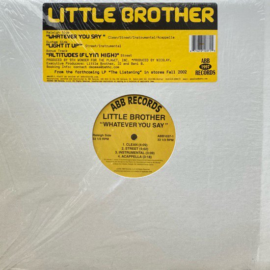 LITTLE BROTHER / WHATEVER YOU SAY b/w LIGHT IT UP (2005 US ORIGINAL)