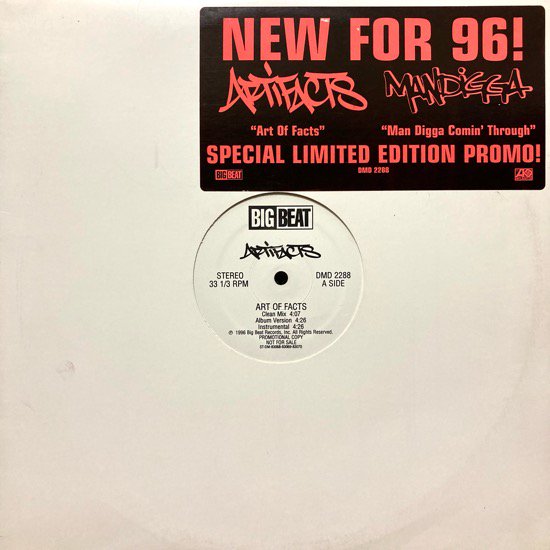 ARTIFACTS / ART OF FACTS b/w MANDIGGA / MAN DIGGA COMIN' THROUGH (1996 US PROMO ONLY)