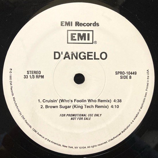 D'ANGELO / CRUISIN' , Brown Sugar (King Tech Remix)(1995 US ORIGINAL PROMO ONLY)