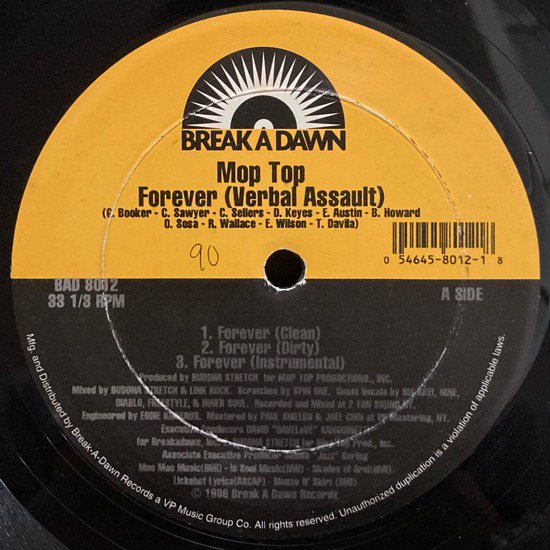MOP TOP / FOREVER (VERBAL ASSAULT) b/w I'M ALRIGHT (1996 US ORIGINAL)