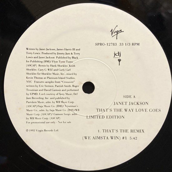 JANET JACKSON / THAT'S THE WAY LOVE GOES (Remix) (1993 US ORIGINAL PROMO ONLY RARE PRESSING)