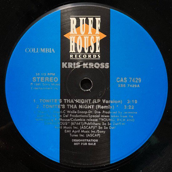 KRIS KROSS / TONITE'S THA NIGHT (1995 US PROMO)