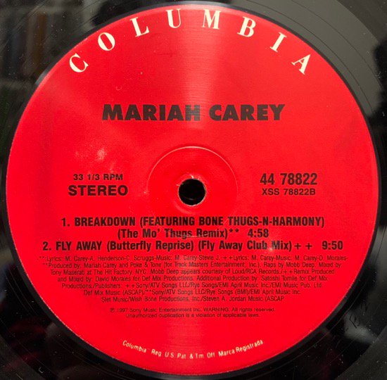 MARIAH CAREY / MY ALL b/w BREAKDOWN (1998 US ORIGINAL) - SLASH RECORD