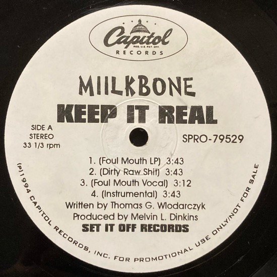 MIILKBONE / KEEP IT REAL (1994 US ORIGINAL PROMO)