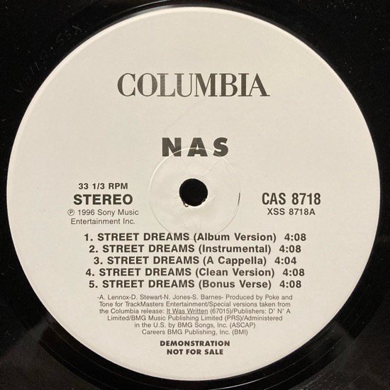 NAS / STREET DREAMS (1996 US ORIGINAL PROMO ONLY)
