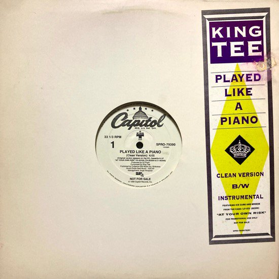 KING TEE / PLAYED LIKE A PIANO (1990 US ORIGINAL PROMO ONLY RARE PRESS)