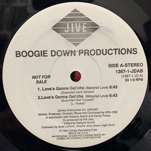 BOOGIE DOWN PRODUCTIONS / LOVE'S GONNA GET'CHA(MATERIAL LOVE) (1990 US ORIGINAL PROMO )