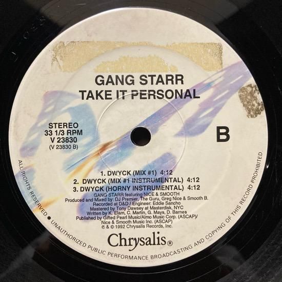 GANG STARR / TAKE IT PERSONAL (1992 US ORIGINAL) - SLASH RECORD